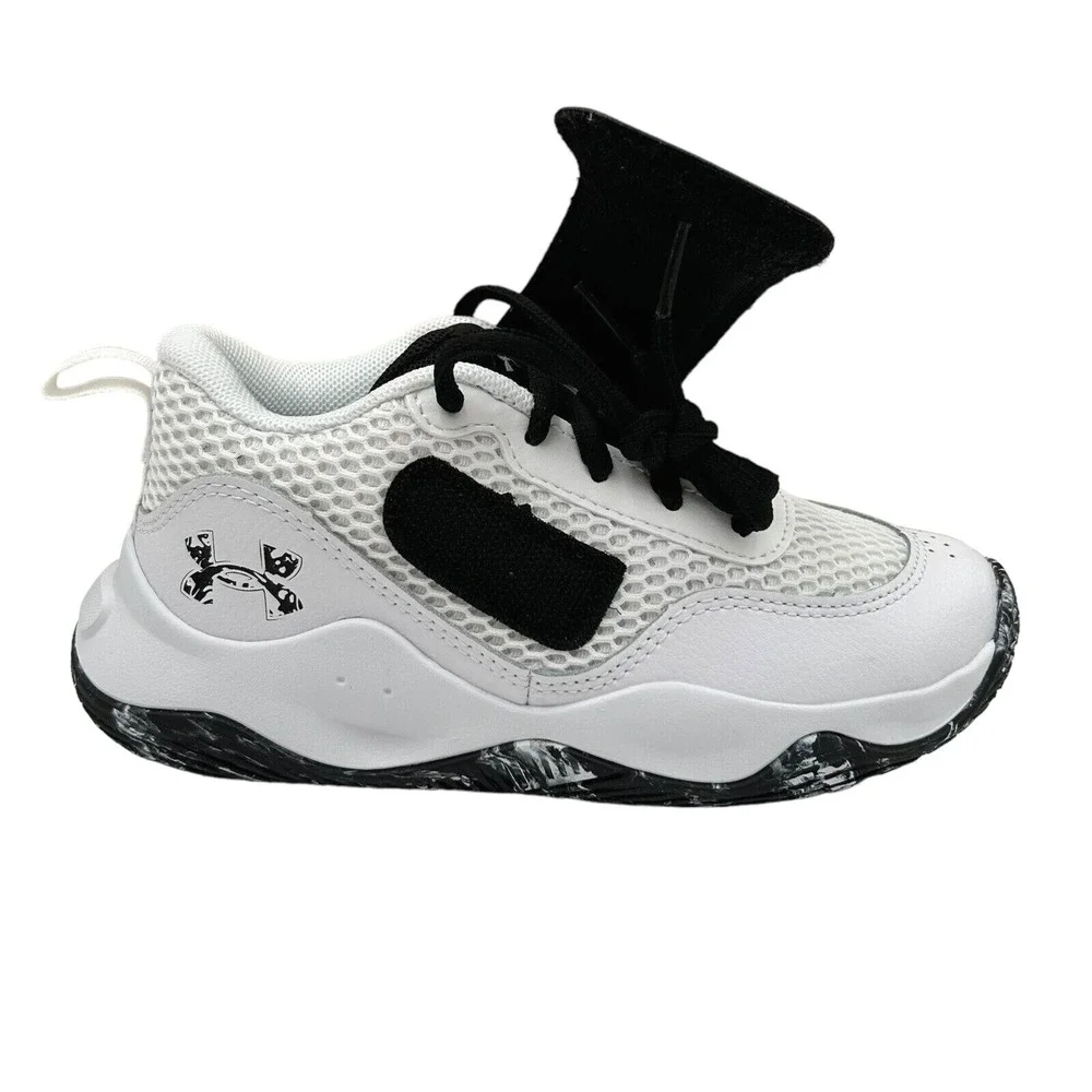Under Armour Lockdown Youth‎ Boy's Leather Basketball Shoes Size 3Y White/Black